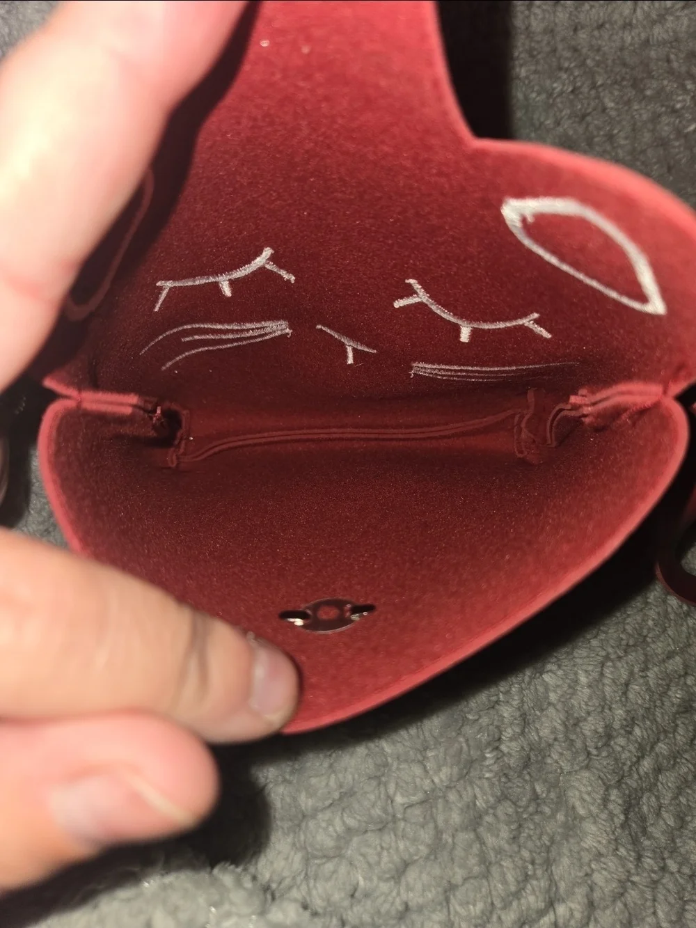 Red Cat Embroidered Face Crossbody Bag